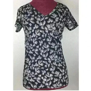 New Merona Womens Top Black White V Neck 100 Cotto